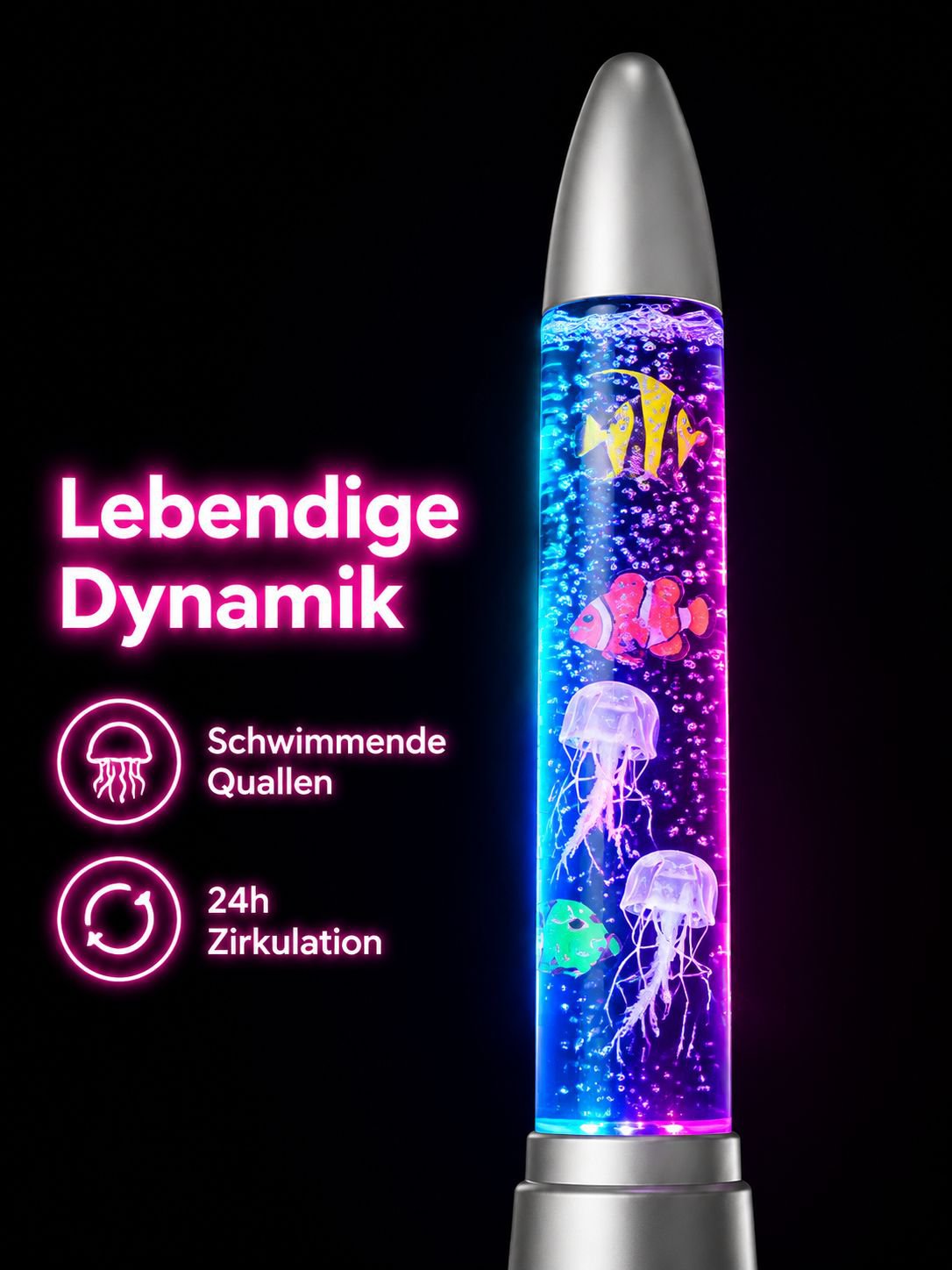 LED Blasen-Säulenlampe mit Farbwechsel und Aquarium-Effekt