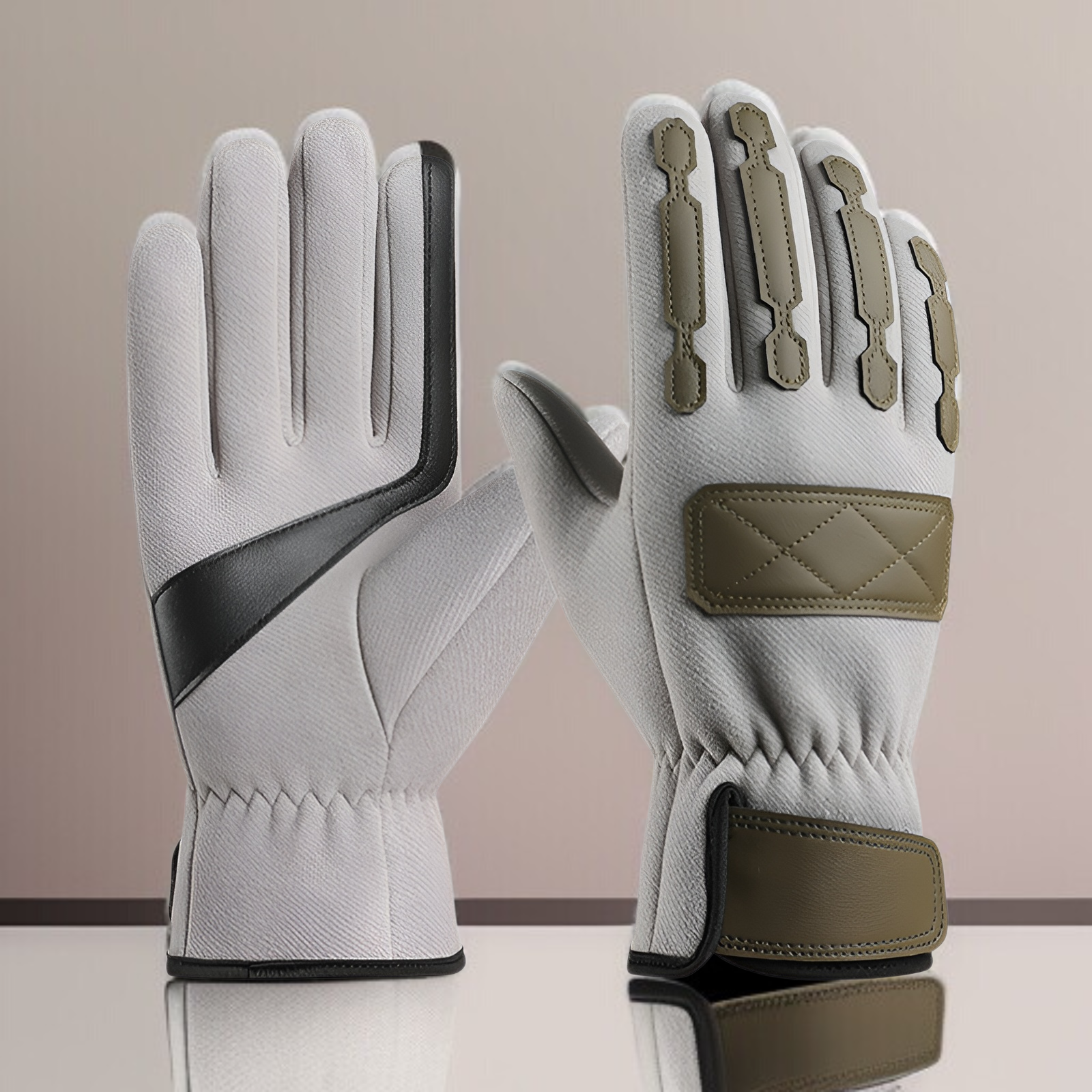 Men's autumn and winter velvet warm riding gloves