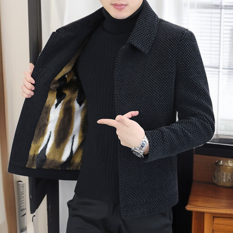 남자 기모직 재킷 도톰 기모직 재킷 데일리 통근 캐주얼 상의 가을 겨울 숏 코트