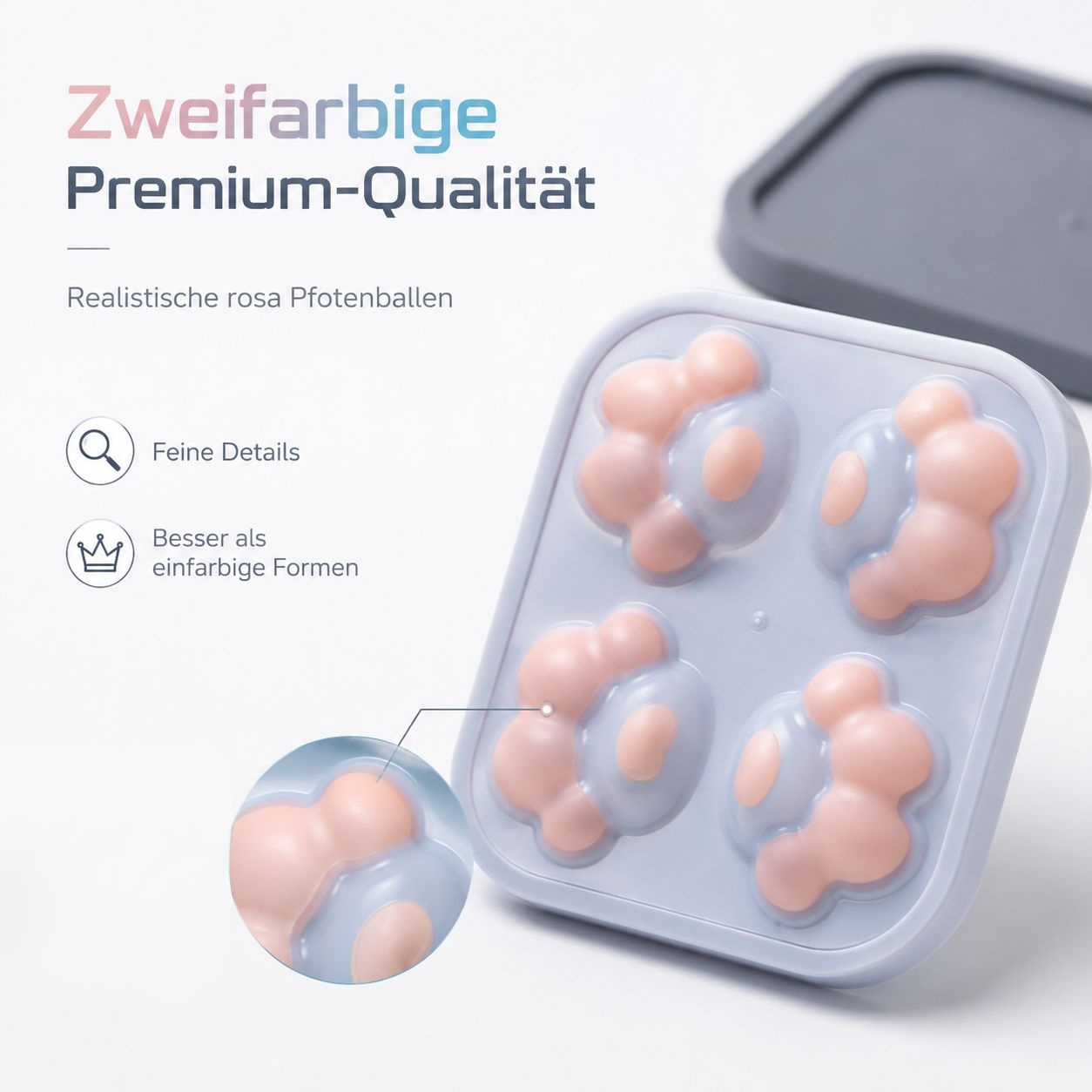 Sommerliche Haushalts-Eiswürfelform im Cartoon-Katzenpfoten-Design mit Deckel