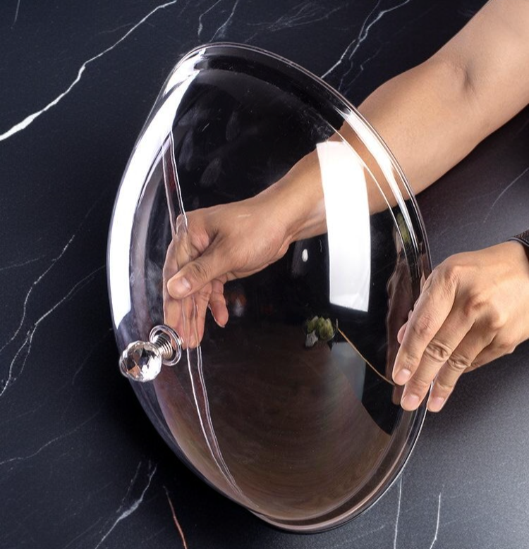 아크릴 소재의 세련된 원형 말린 과일 쟁반