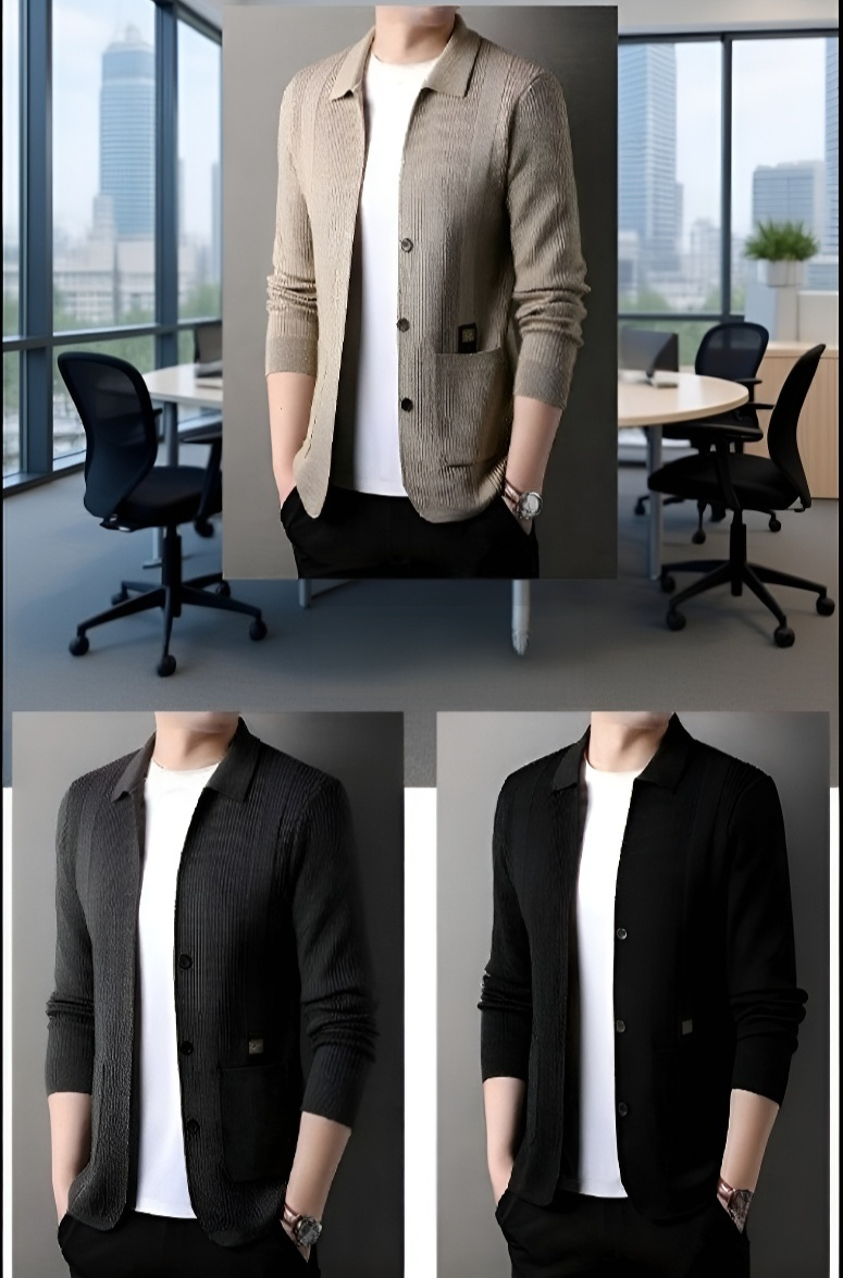 軽やかな素材のメンズニットカーディガン