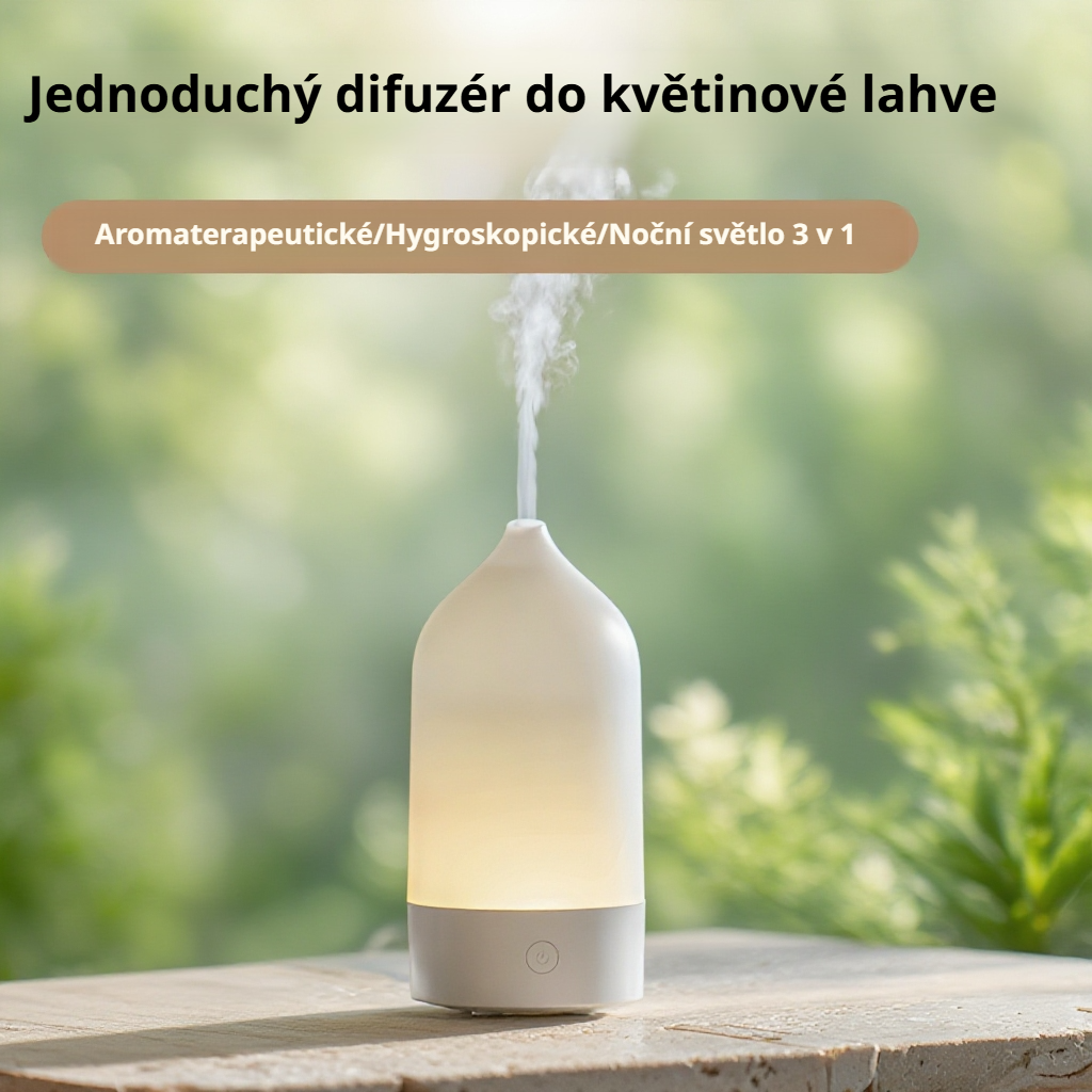 Domácí difuzér esenciálních olejů s barevným světlem a aromaterapií