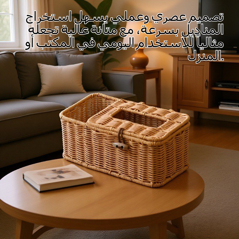 علبة مناديل مكتبية من الخيزران