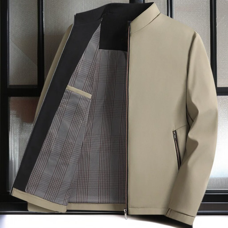 中高年向けビジネスカジュアル春用チャイナカラー男性ジャケット