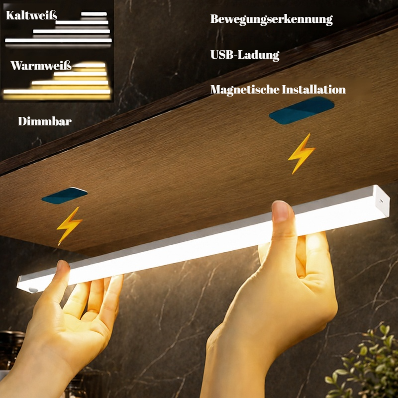 LED Intelligentes Nachtlicht mit Bewegungssensor, magnetisch und kabellos, länglich