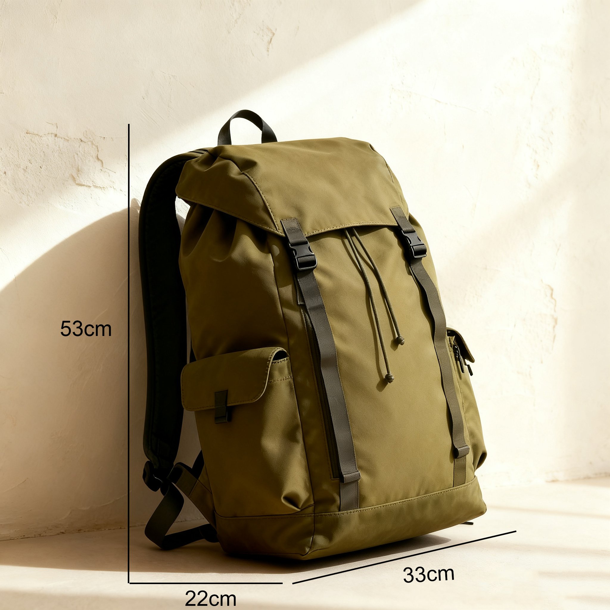 견고한 소재의 산행 백팩 측면 모습