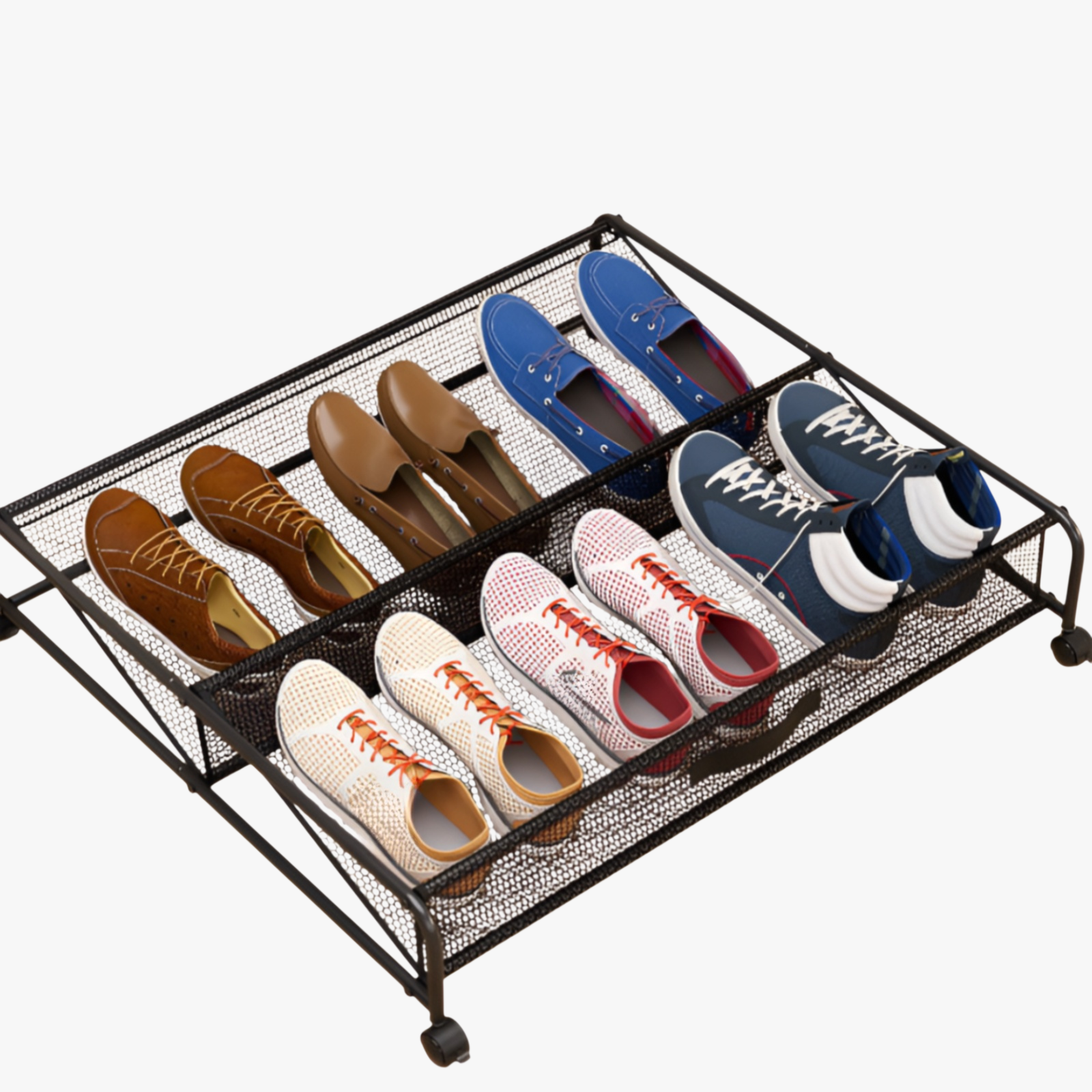 Étagère à chaussures de rangement sous le lit en fer, boîte de rangement