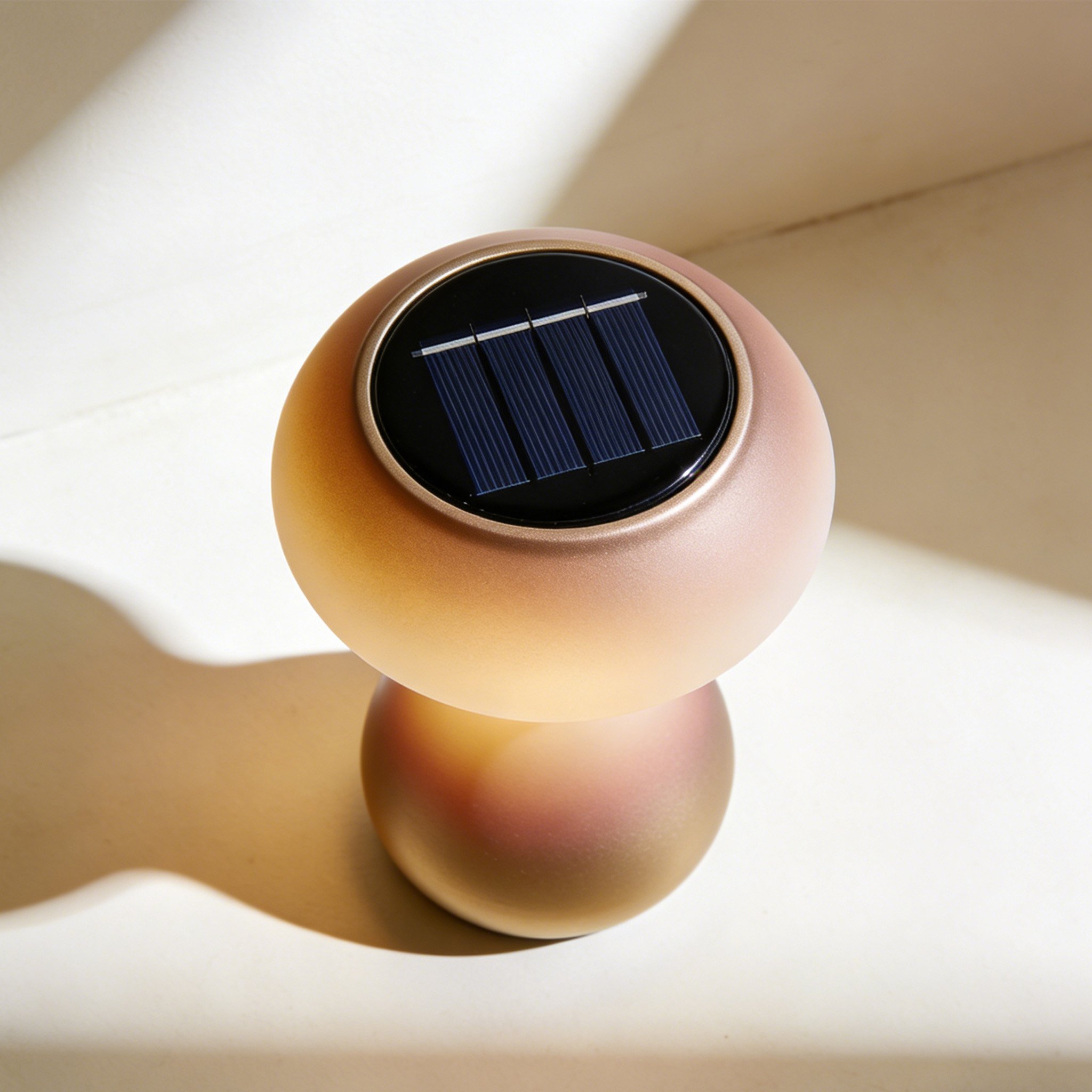 Lámpara solar para jardín exterior iluminando sendero