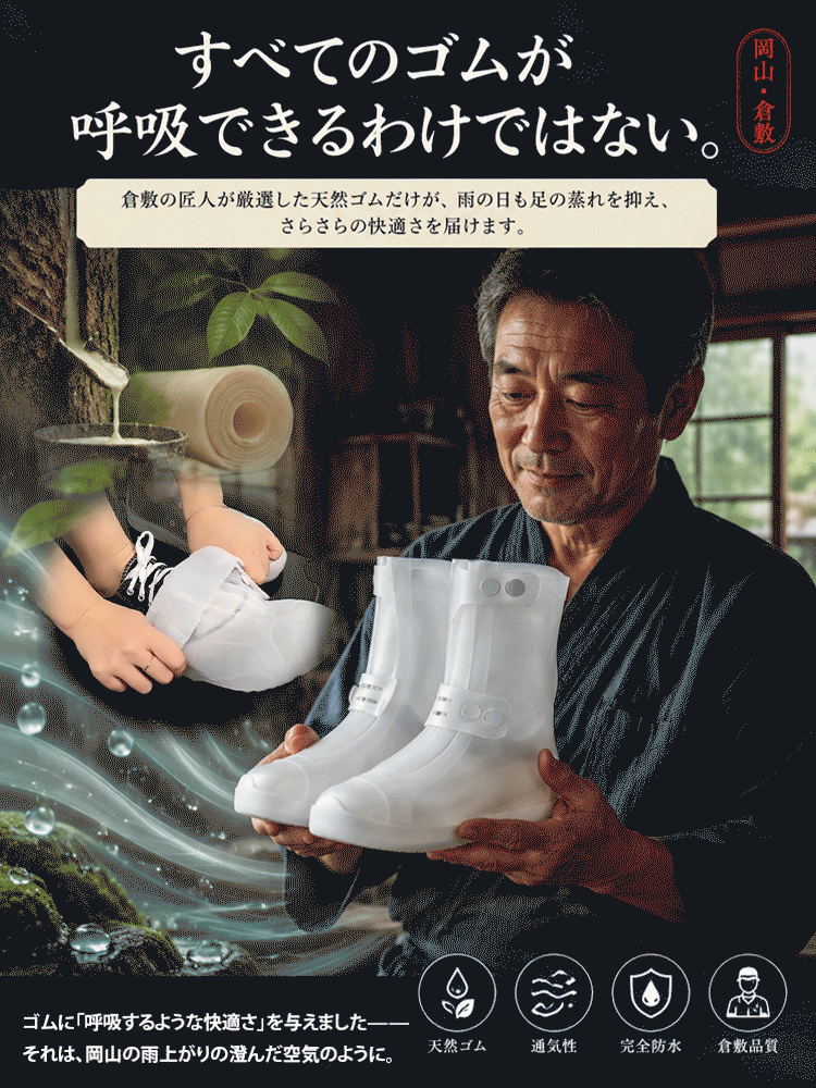 【滑りにくい！】天然ゴム製防水レインシューズカバー