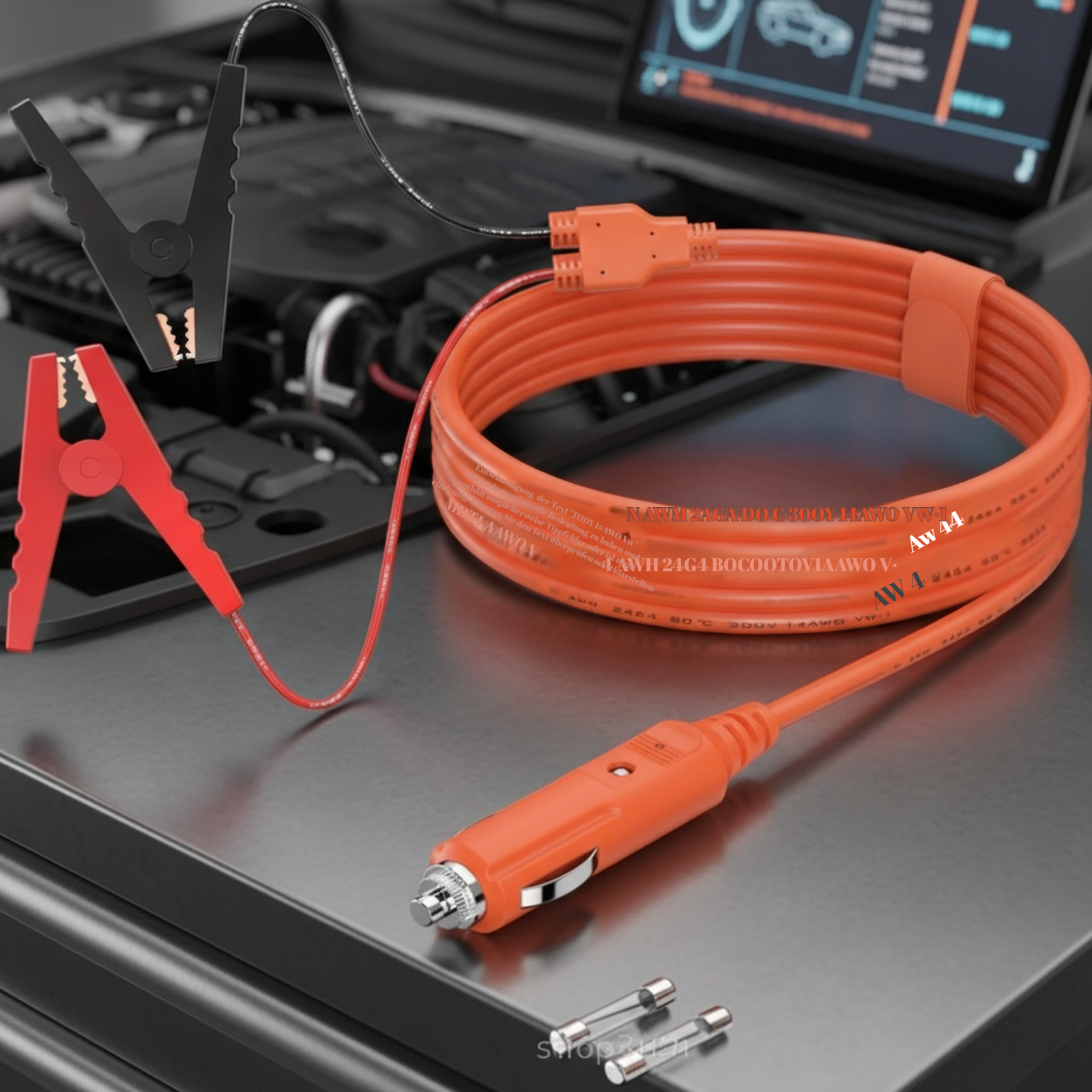 Auto 12V Zigarettenanzünder auf Krokodilklemme Batterieladekabel, 14AWG 2m