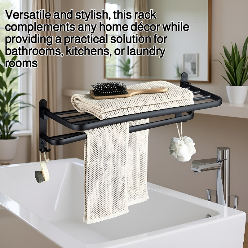 Modern hook towel rack holding towels and robes