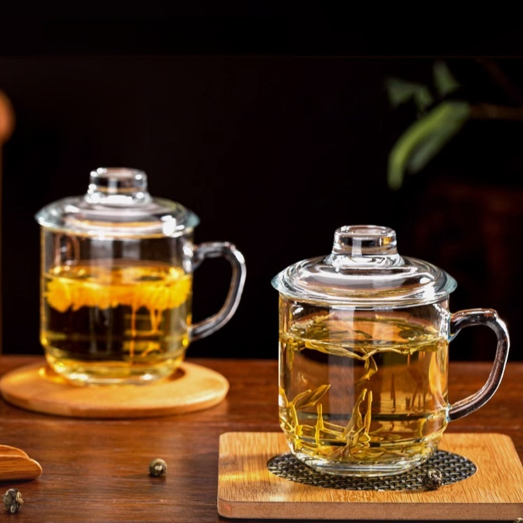 Household Anti-scald Glass Mug with Lid