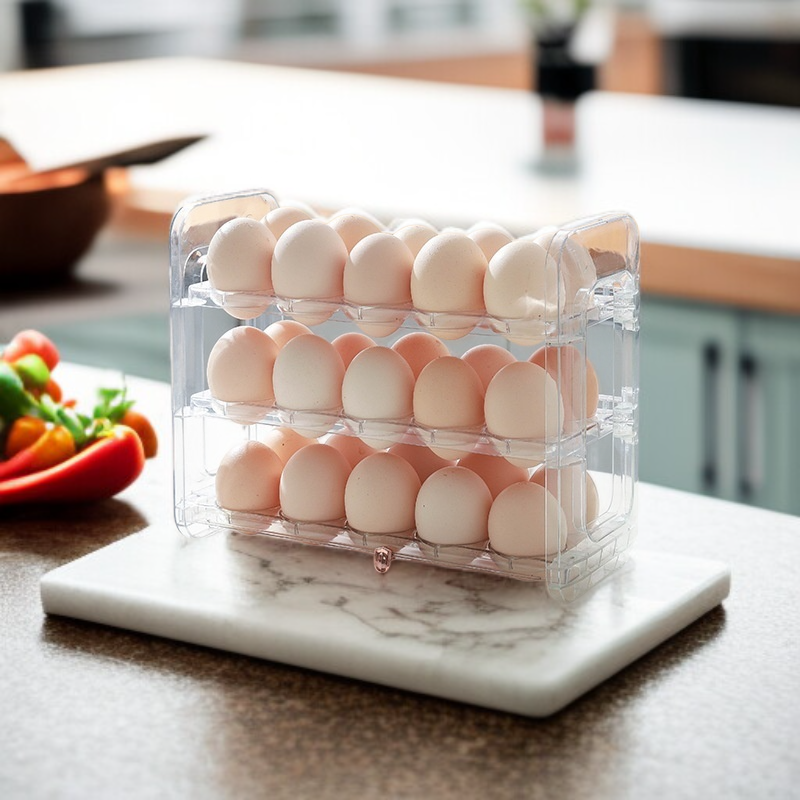 กล่องเก็บไข่ติดประตูตู้เย็น ชั้นวางไข่ในตู้เย็น กล่องใส่ไข่ PET นวัตกรรมใหม่