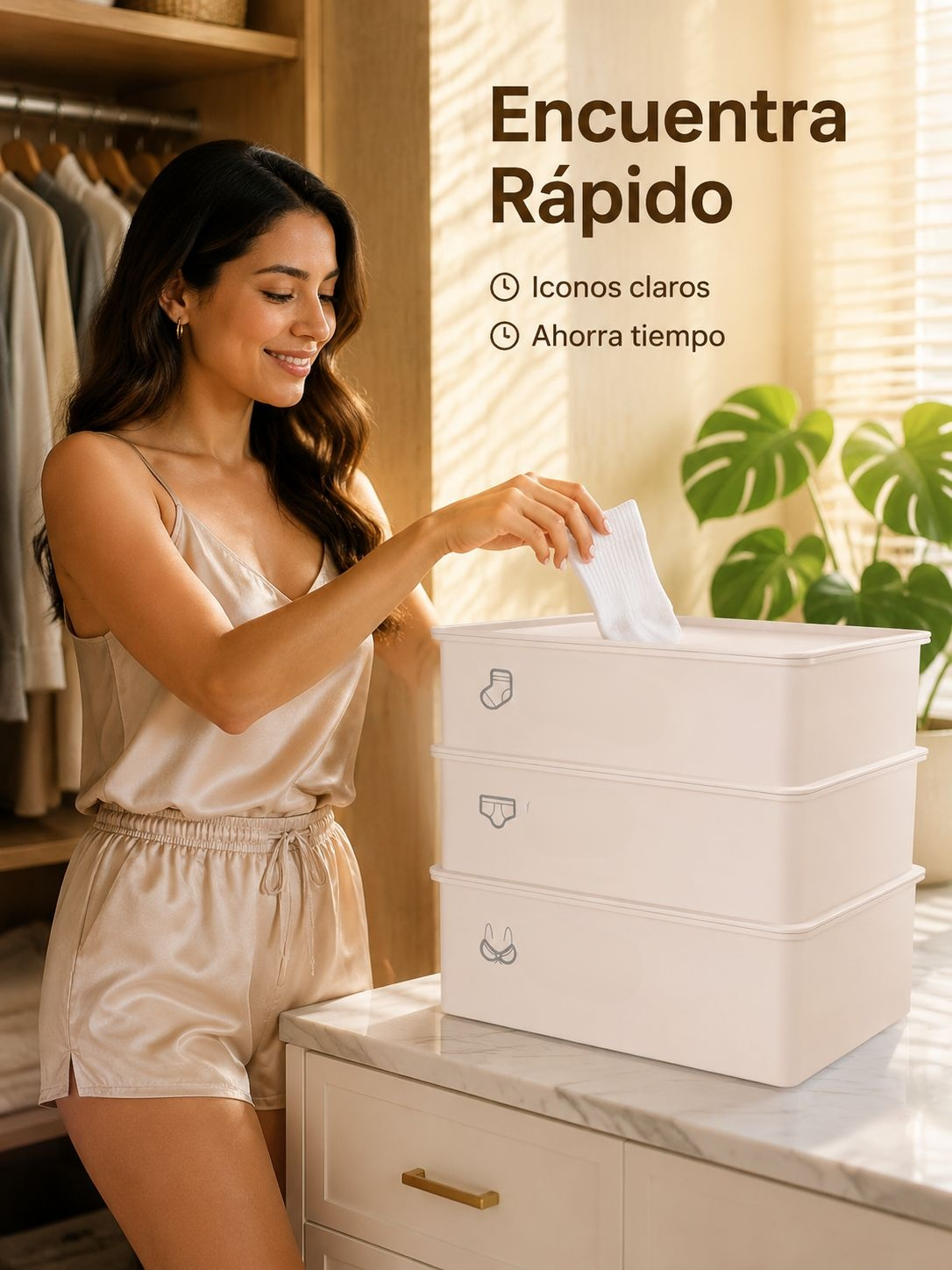 Caja organizadora con divisiones para ropa interior, esencial para el hogar