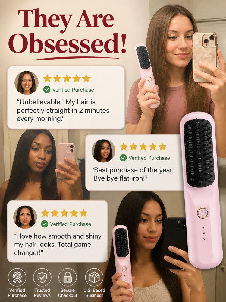 3 Seconds Smooth Ionic Cordless Hair Straightening Brush