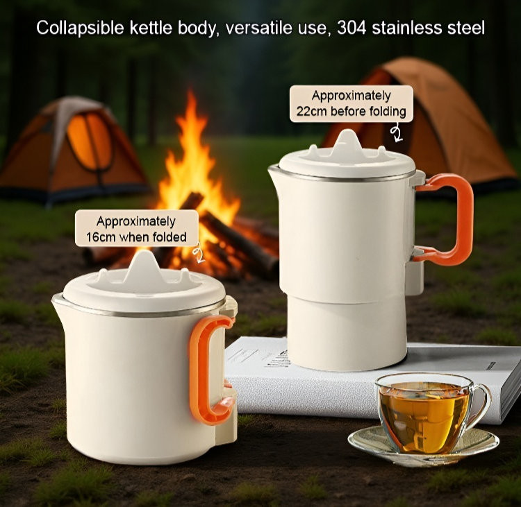 Foldable Mini Portable Electric Kettle in use on a kitchen counter