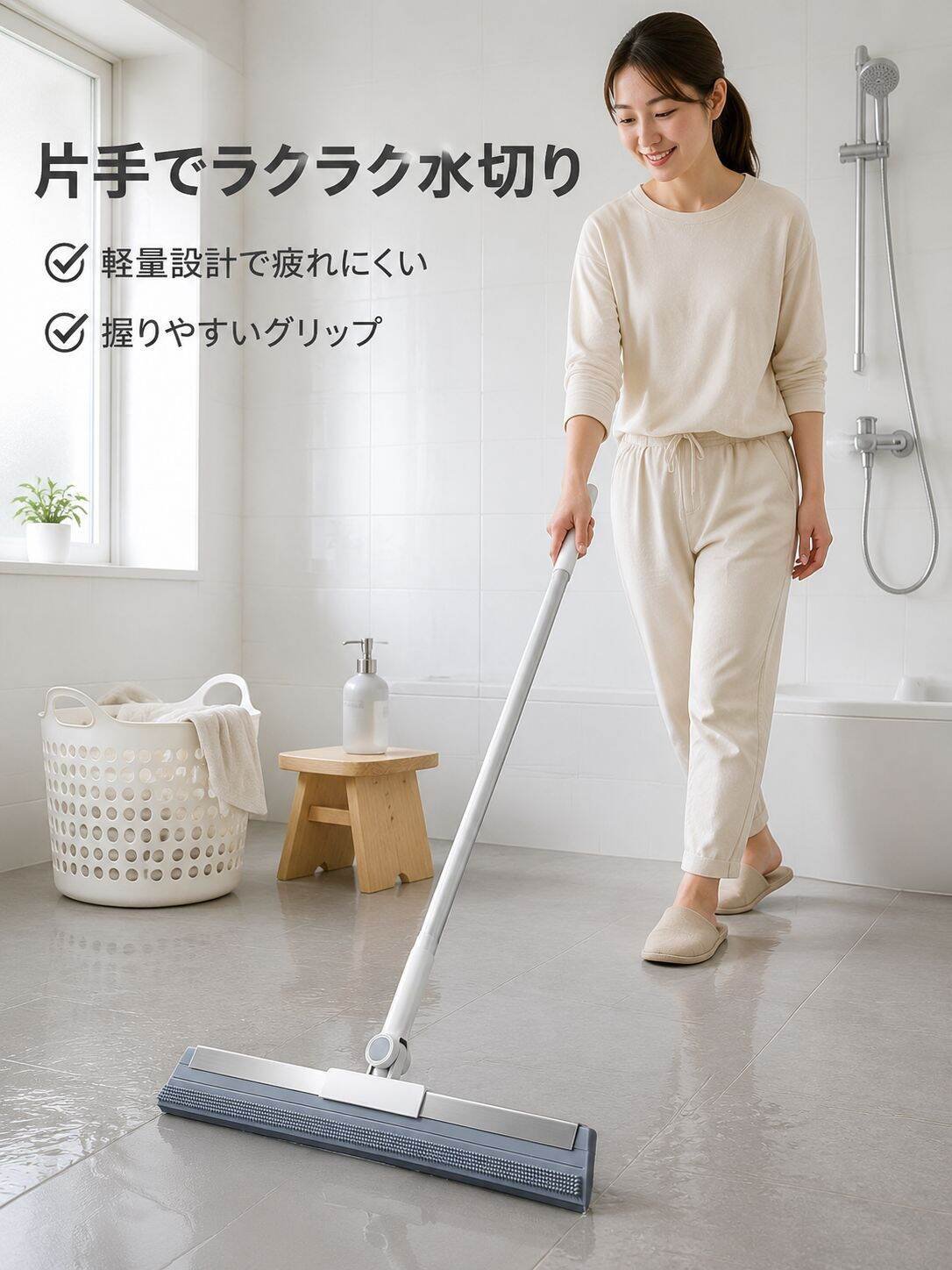 バスルーム・トイレ専用水切りほうき