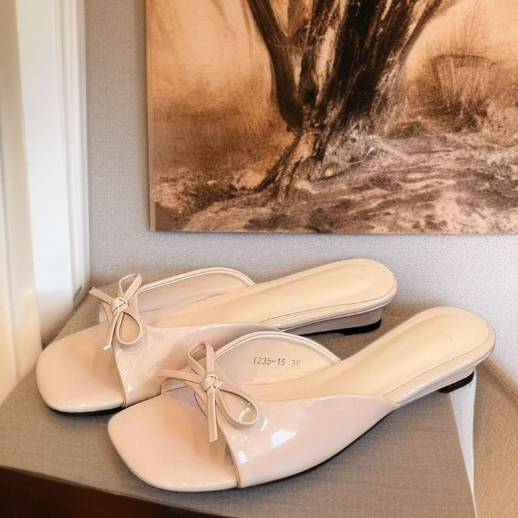 French Bow Flat Sandals, Perfect Match with Dresses