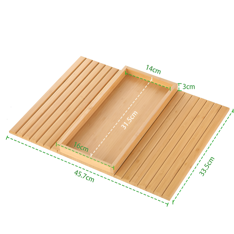 ถาดไม้ไผ่แบบพับได้ ถาดอาหารและผลไม้สารพัดประโยชน์