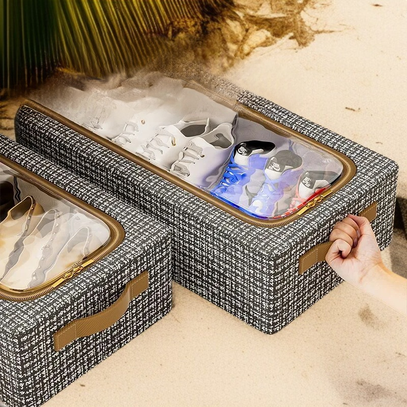 가정용 투명 방진 신발 케이스 수납함 철골 설치 신발 부츠 수납함 접이식 침대 신발 수납함