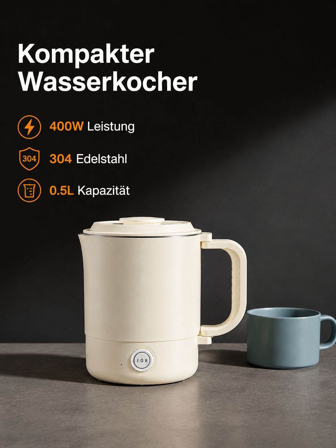 Tragbarer Mini-Wasserkocher – Ideal für Studentenwohnheime