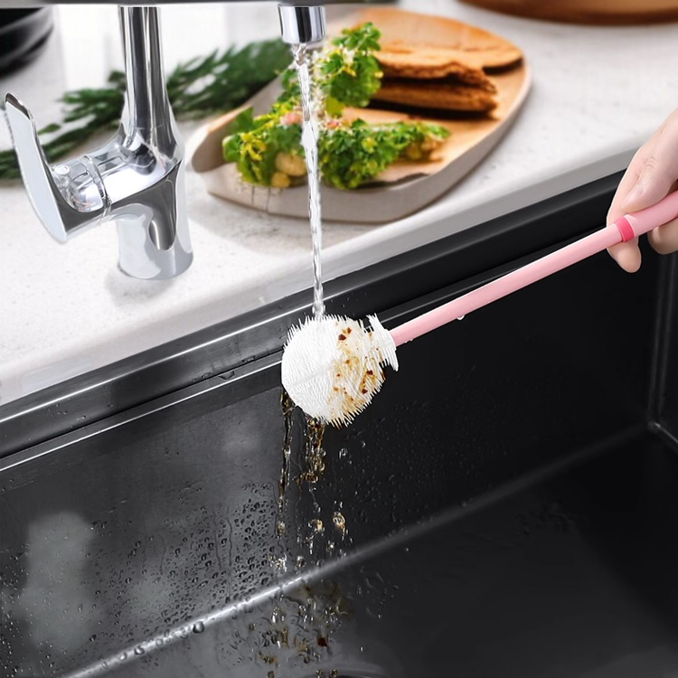 ボトルブラシシシリコンカップクリーニングデッドエンドロングハンドルブラシなし マグカップ洗浄スポンジブラシ