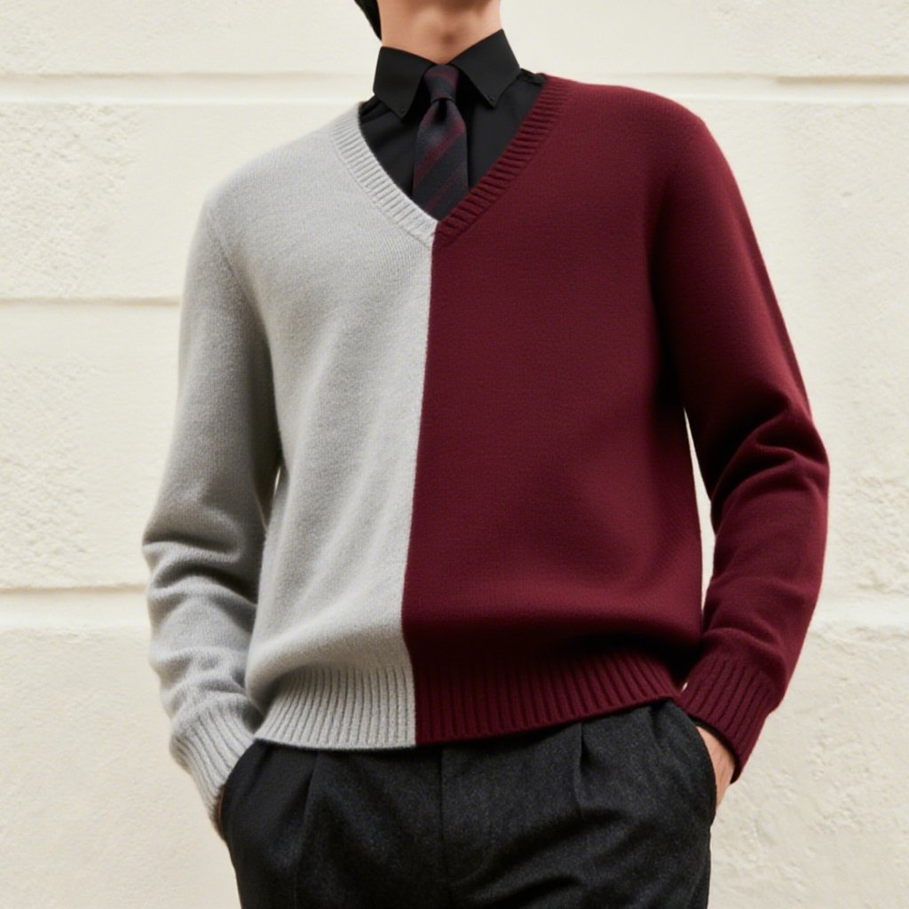 남성 니트 스웨터 착용 예시