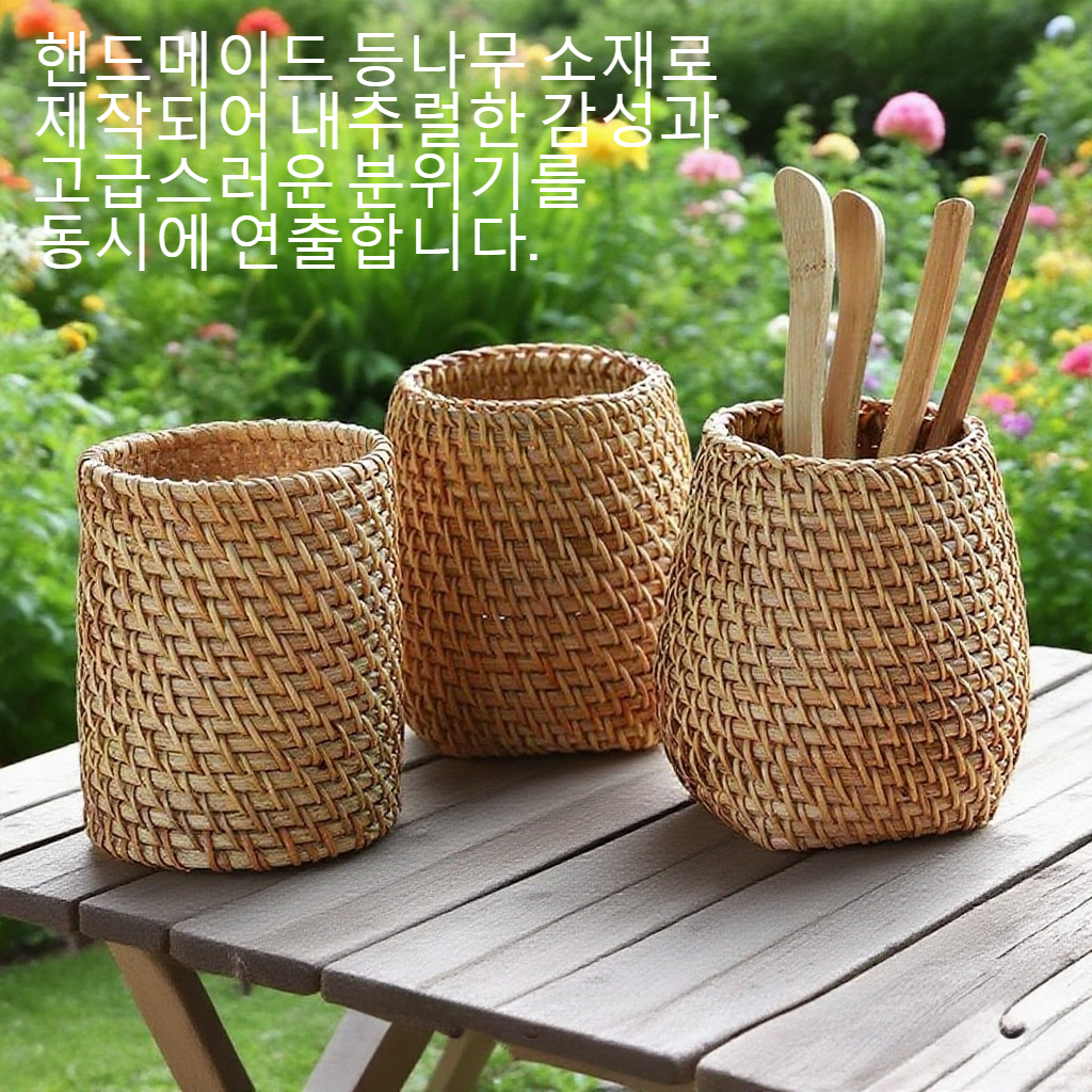 수제 등나무 문방구 필통 수납함