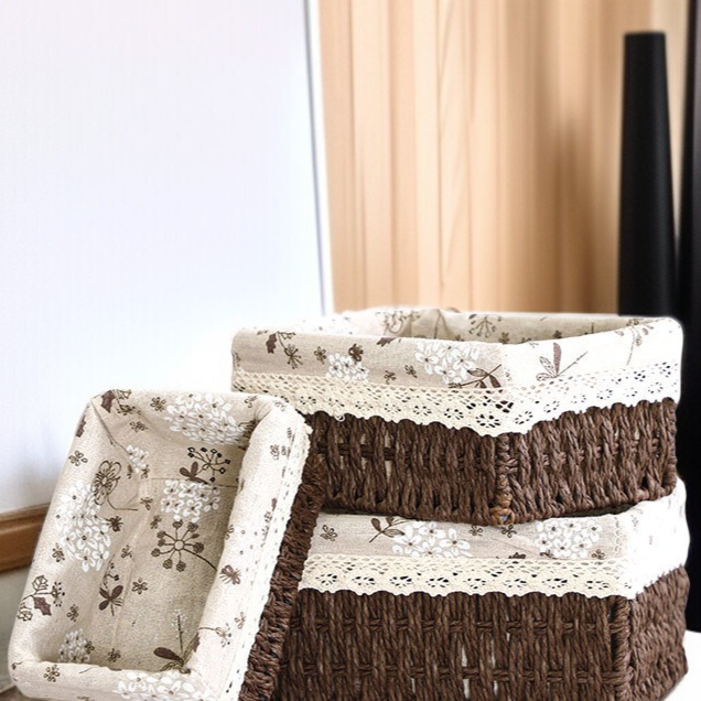 전원 패브릭 수납 바구니 넝쿨 화장품 수납 바구니 짜임 더티 바구니 수납 바구니 전원 패브릭 액세서리 바구니