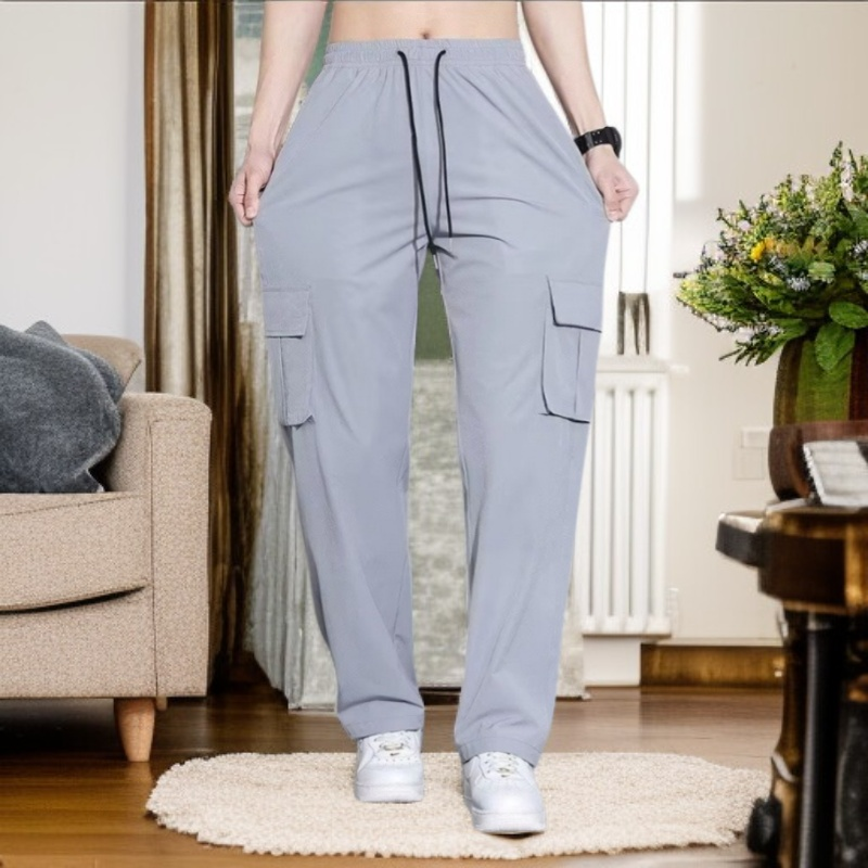 メンズ薄手シルクカーゴパンツ