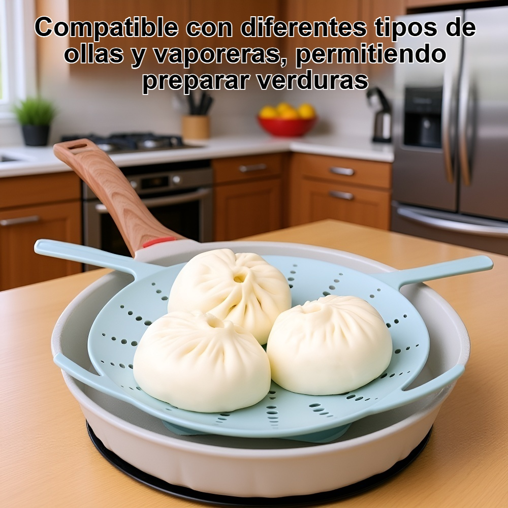 Bandeja de vapor multifuncional en uso en la cocina