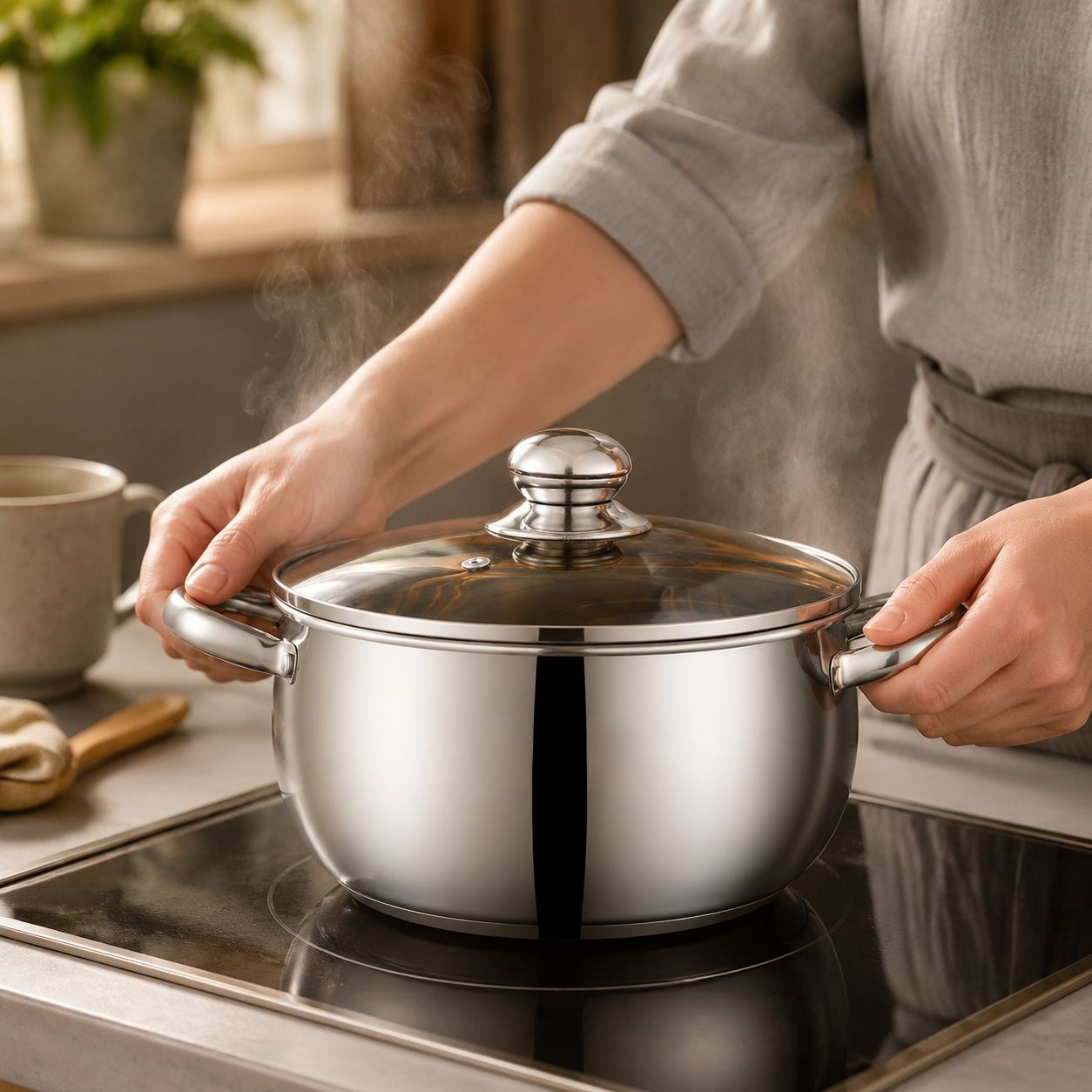 Pot à pommes épaissi en acier inoxydable 304