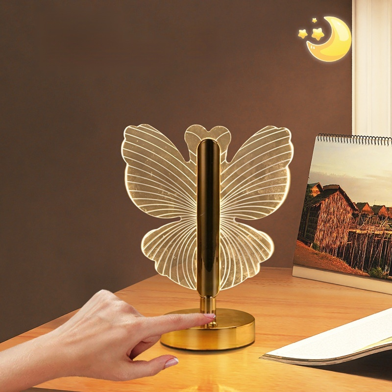 Lámpara de cabecera nórdica con forma de mariposa creativa