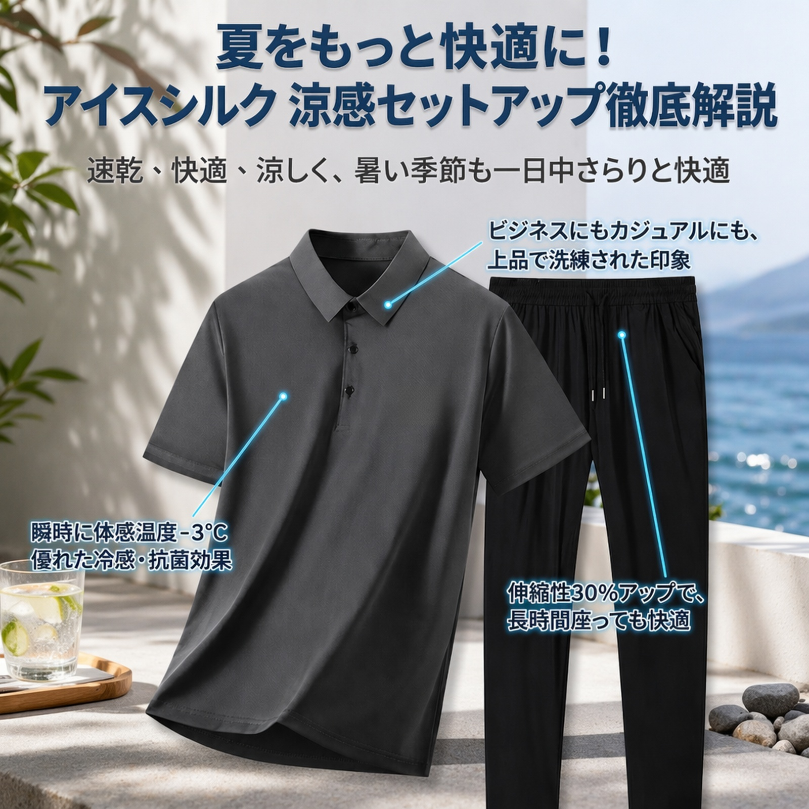 メンズアイスシルク涼感ファッションセット
