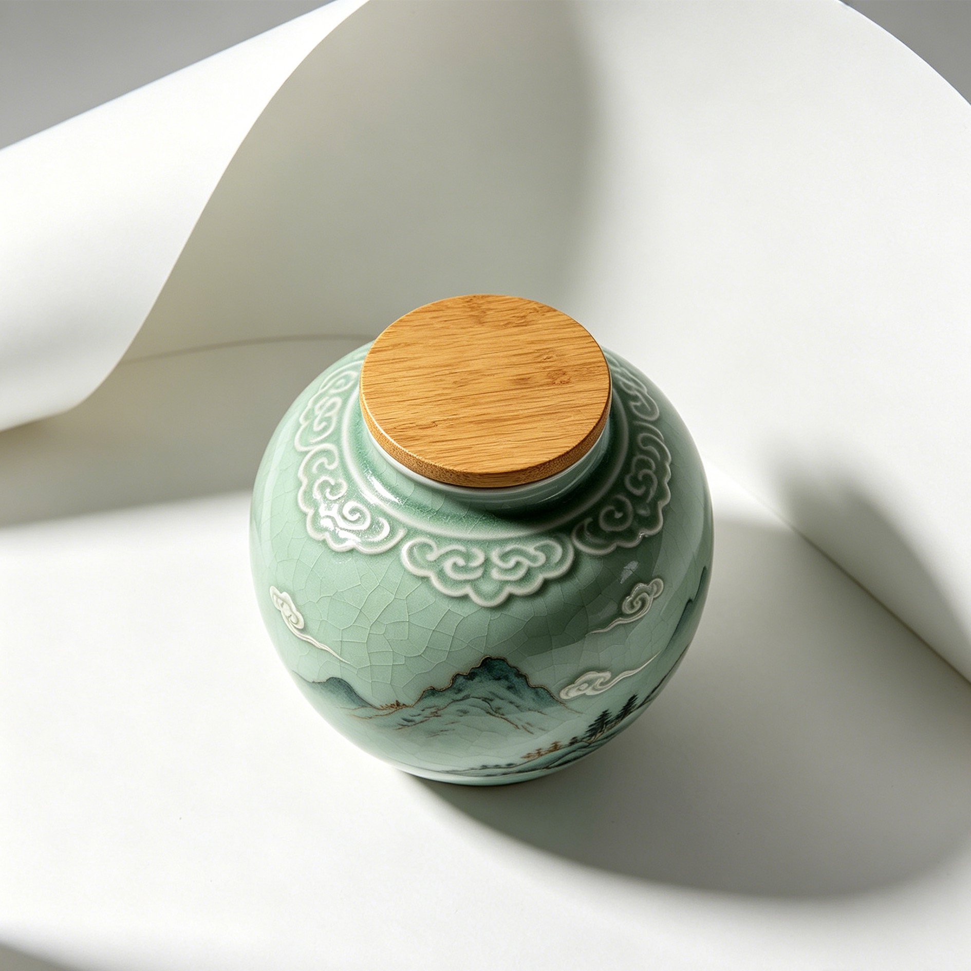 3er Set Celadon Flaschen mit Deckel