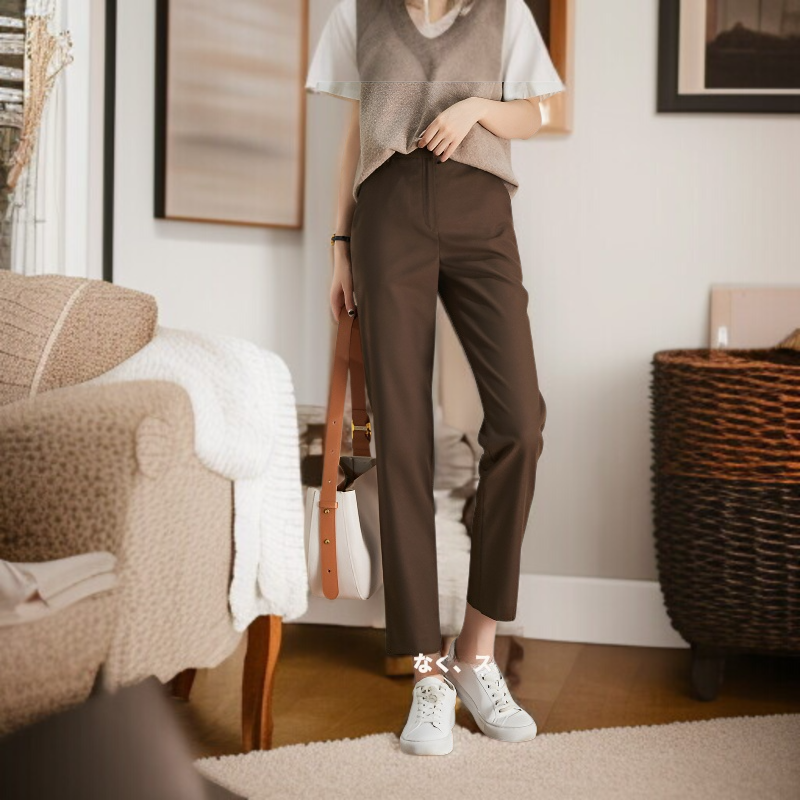 カレー パンツ スリム カジュアル ウィメンズ パンツ レディース スーツ パンツ ストレート シガレットパンツ