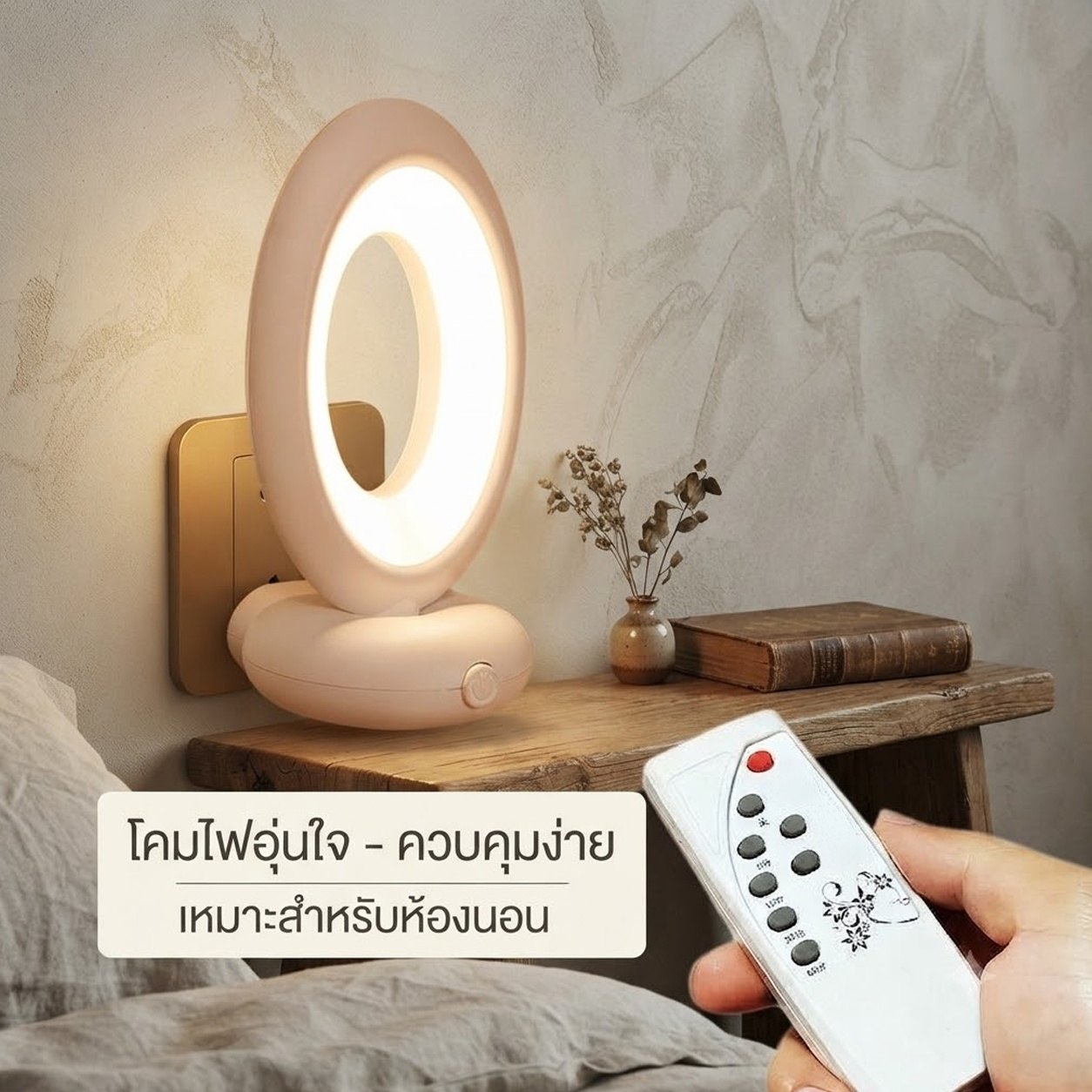 โคมไฟกลางคืนแบบเสียบปลั๊กสำหรับเด็กทารก ป้องกันดวงตา ควบคุมด้วยรีโมท สำหรับให้นมบนหัวเตียง