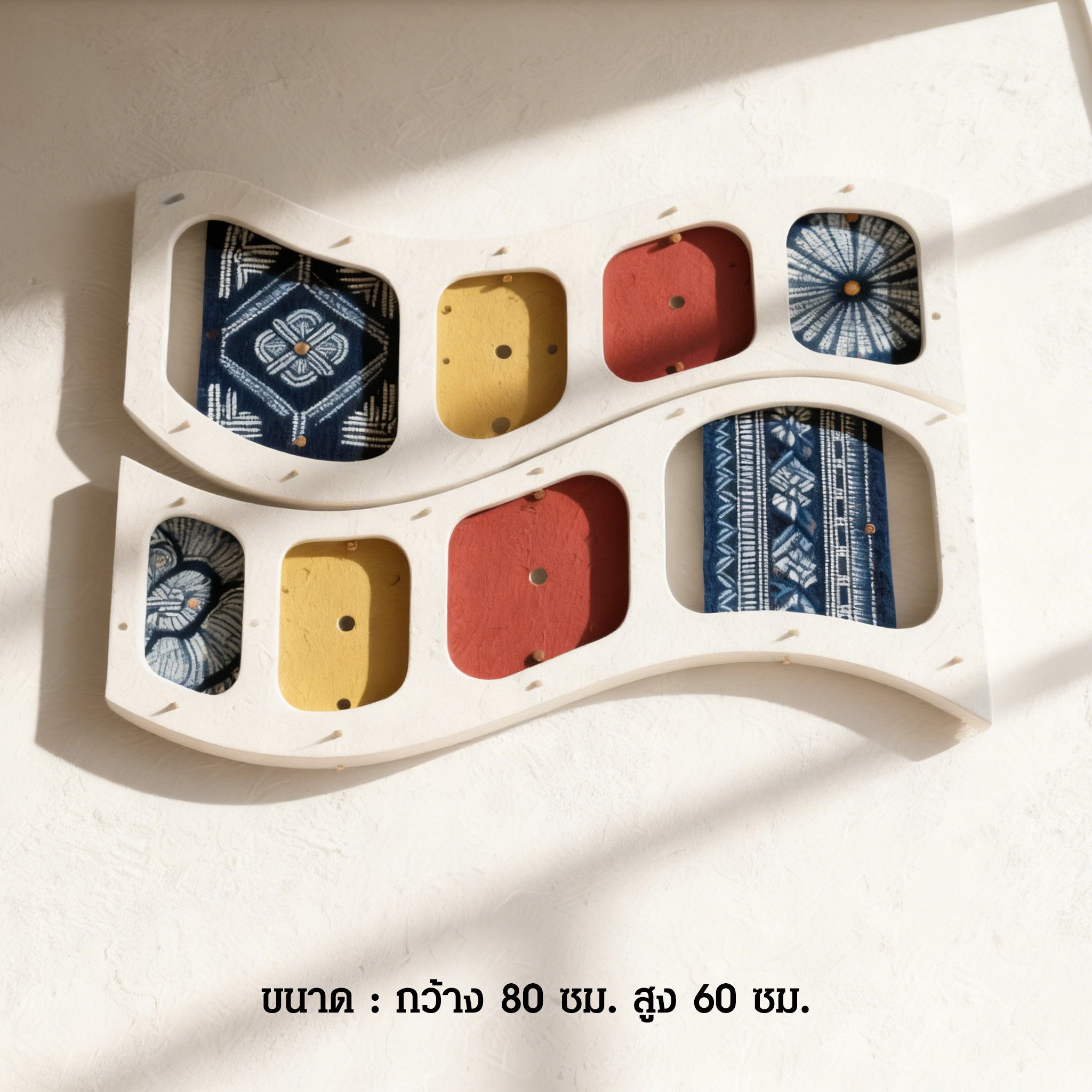 ชั้นวางของติดผนังไม้ดีไซน์คลื่นประหยัดพื้นที่