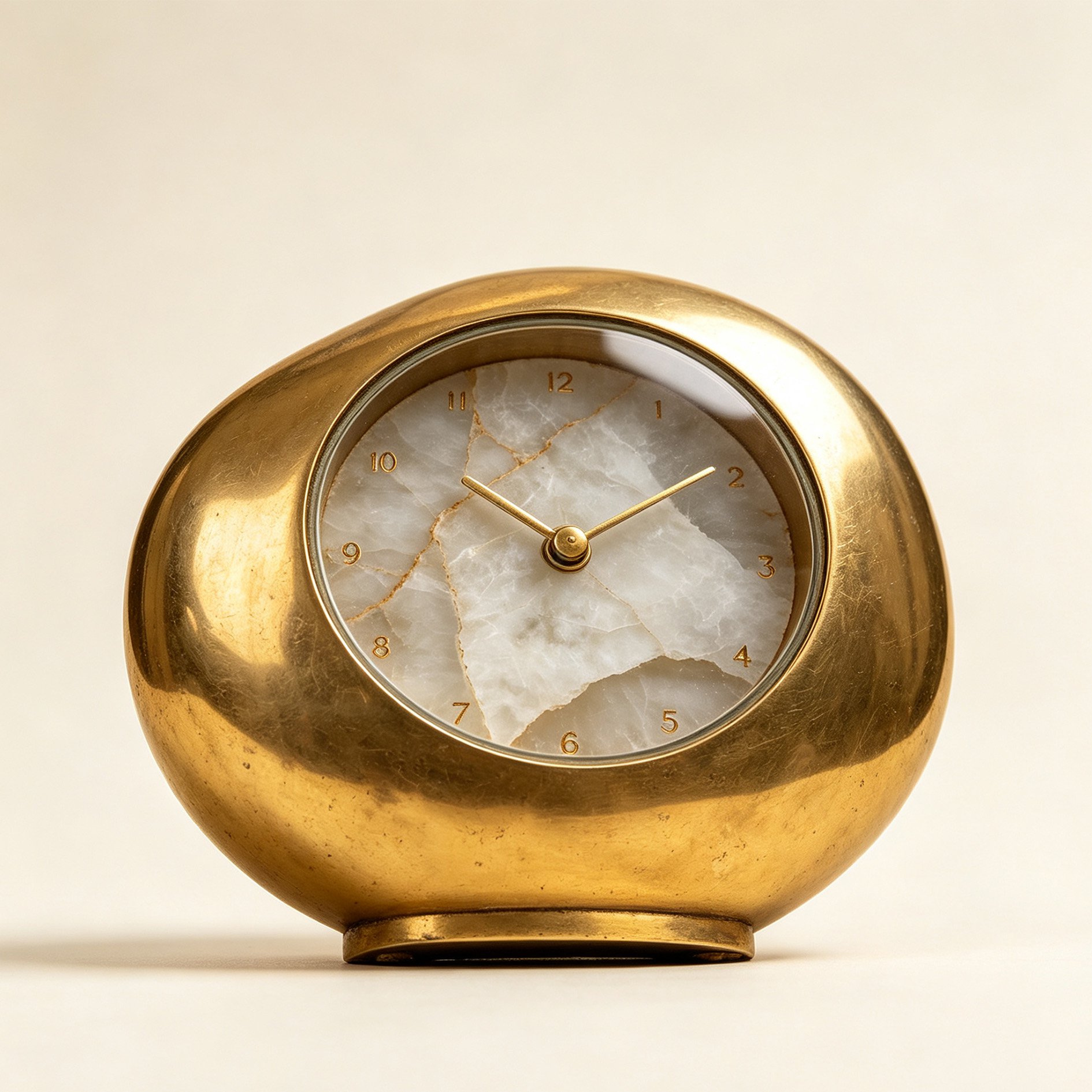 Luxury Brass Jade Table Clock