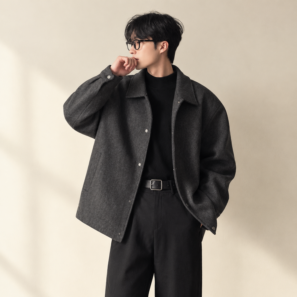 남자용 봄 가을 겨울 신상 카라 울 자켓