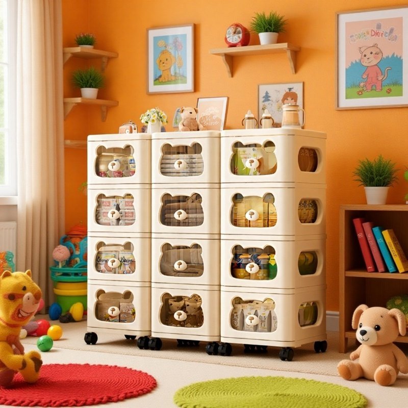 Mehrschichtiges Lagerregal Multifunktions-Haushaltslagerschrank Wohnzimmer Kinderspielzeugschrank Ba