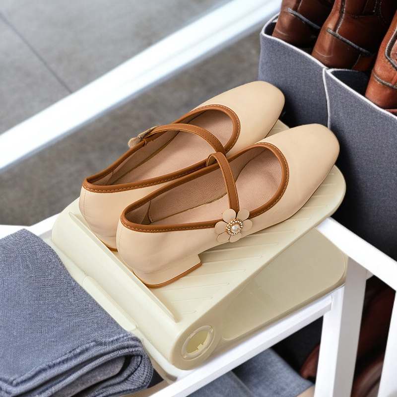 Detachable adjustable double-layer shoe rack for space-saving shoe storage