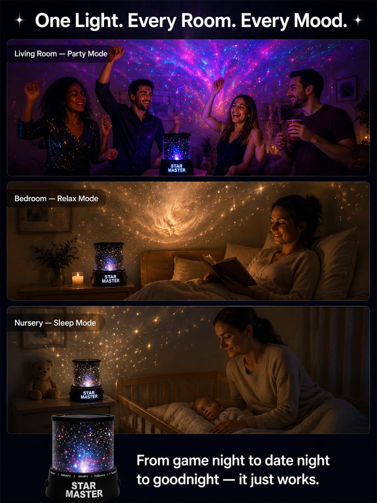 Dreamy Starry Sky – Rotatable Star Projector Lamp