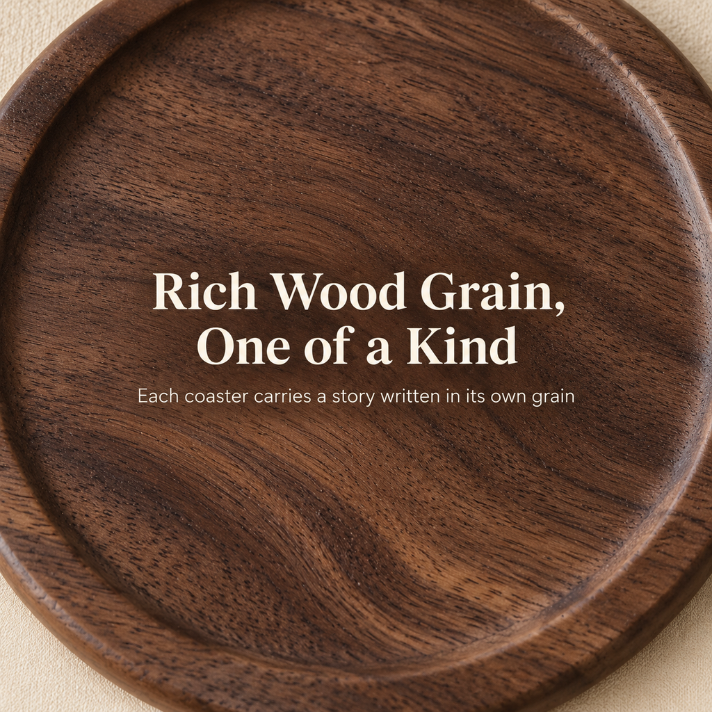 Japanese-style wooden round coaster set