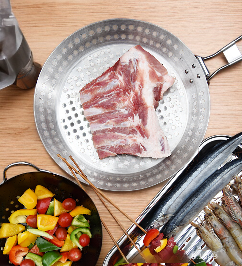 Outdoor BBQ Portable Hollow Grillplatte mit Griff für Camping