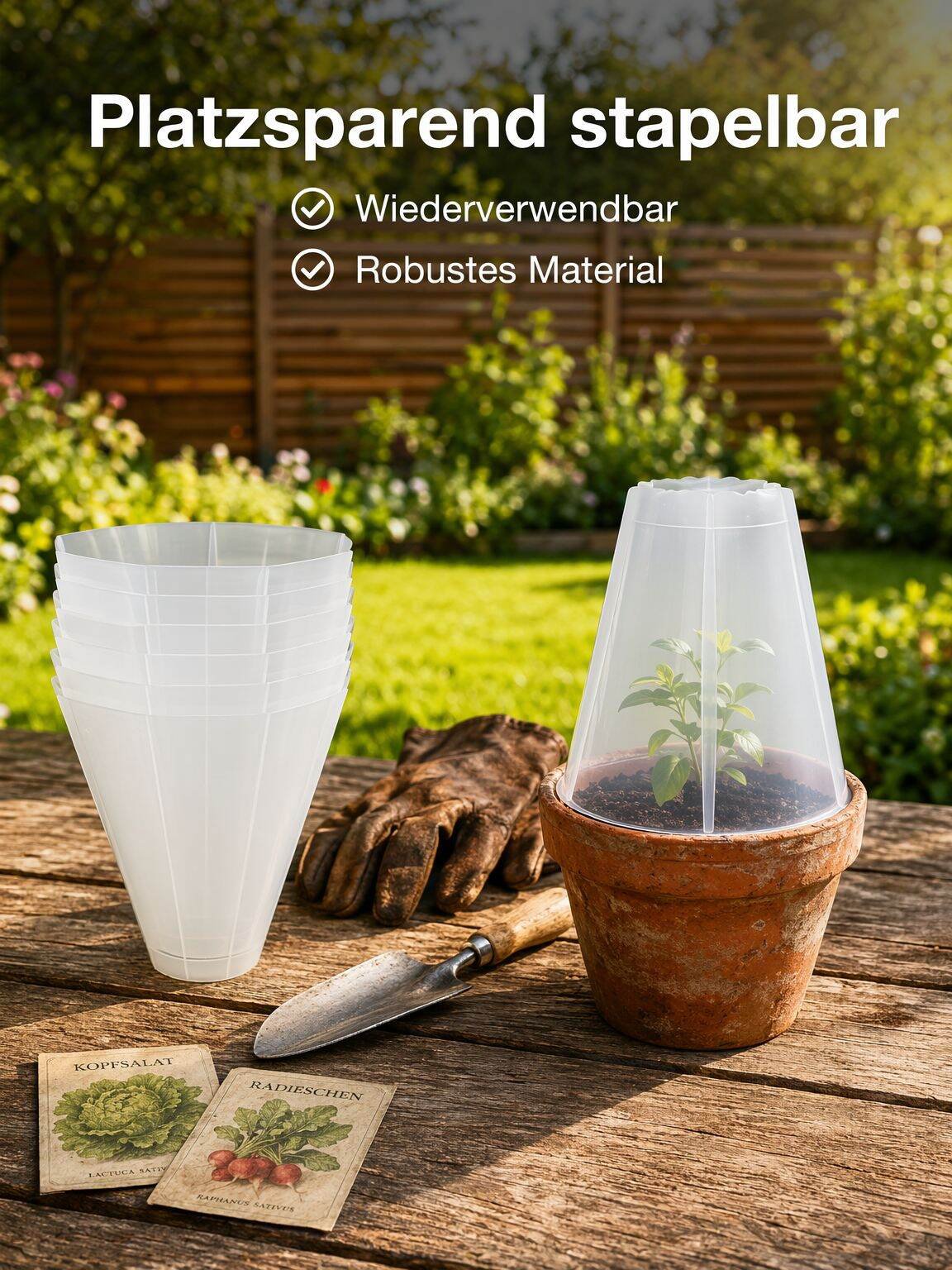 Pflanzenkegel, grüne Glockenabdeckung, Gartensämlingsabdeckung zum Schutz der Pflanzen vor Vögeln un