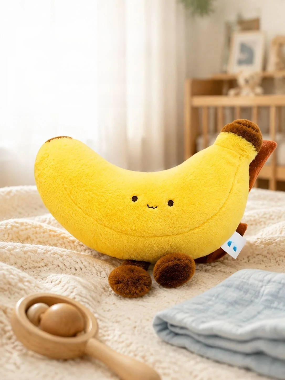 Soft yellow banana plush pillow for home decor