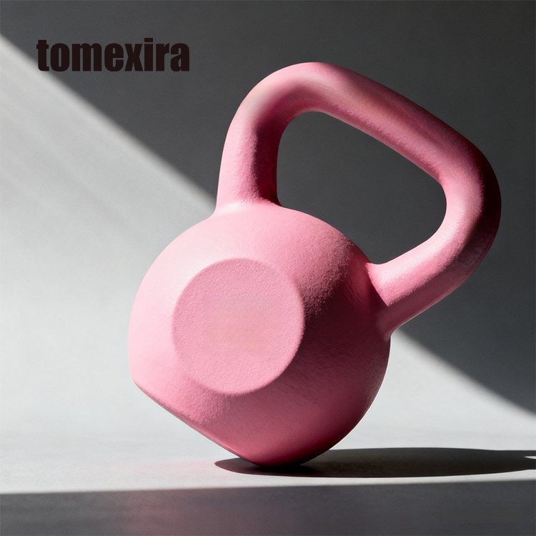 Detail úchopu růžové kettlebell pro ženy