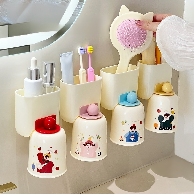 Non perforated magnetic suction inverted drain toothbrush cup storage rack